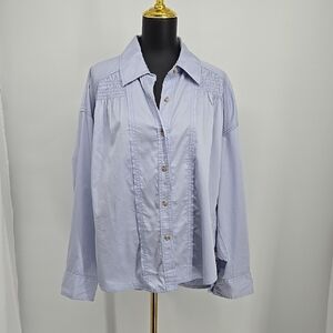 We The Free Free People Smocked Women's Light Blue Button-Up Top Bag Size Large